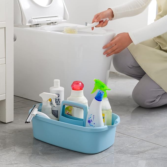Haundry Large Cleaning Supplies Caddy with Handle, Plastic Storage Bucket Organizer for Cleaning Products, Shower Caddy Basket for Car, Dorm, Bathroom, Garden, Kitchen -White