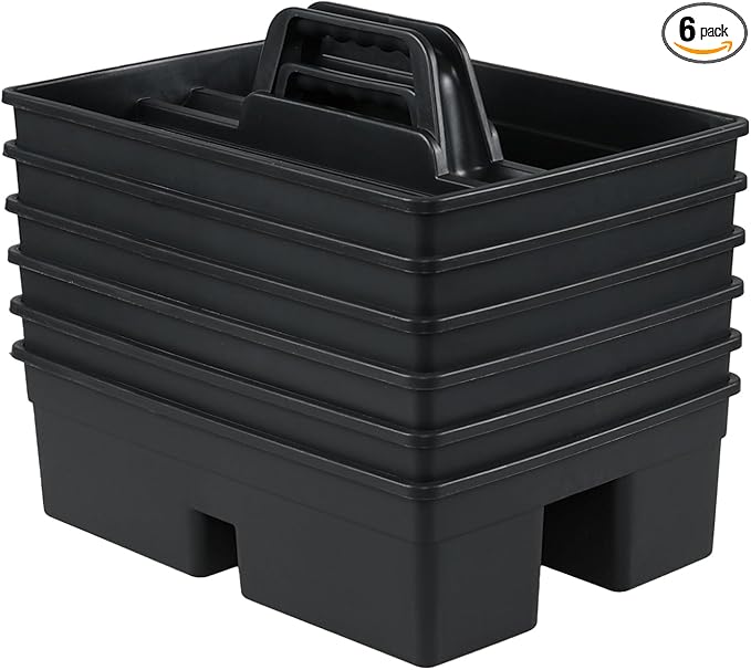 6 Packs Plastic Cleaning Supplies Storage Caddy with Handle, 3-Compartment Portable Shower Basket Tote