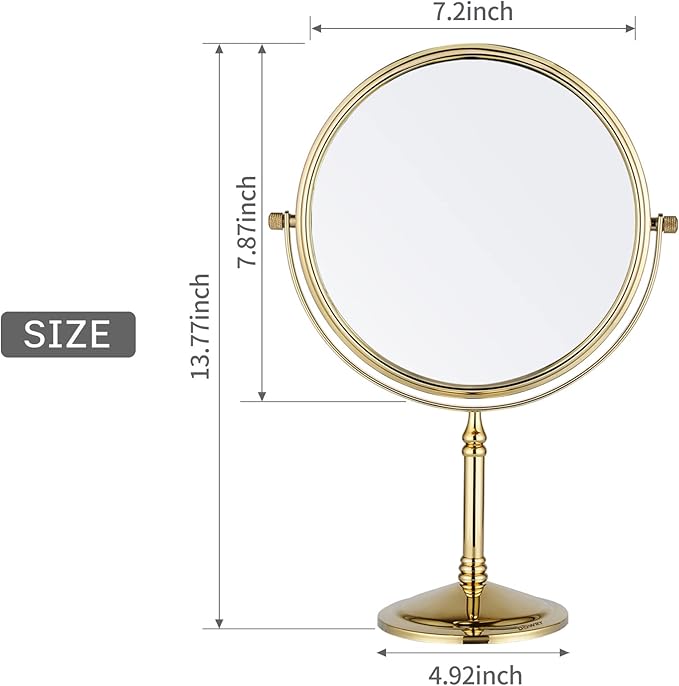 DOWRY Makeup Mirror 10x Magnification Vanity Mirror Tabletop Two-Sided Swivel Gifts for Women Wife Mom Teengirls Gold Finish(10X)