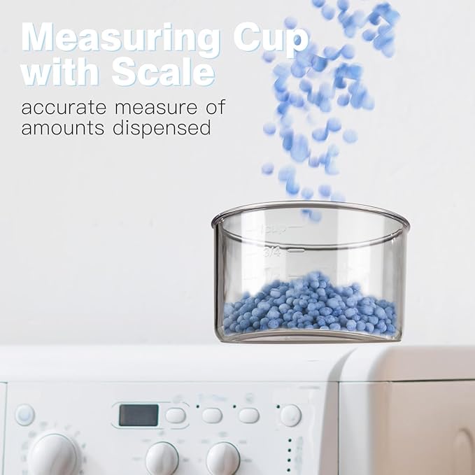 LivLab Mker Laundry Detergent Dispenser with Lid, Powder Container for Laundry Room Organization and Storage, Scent Booster Beads with Measuring Cup 3.5L/8Lbs/125oz