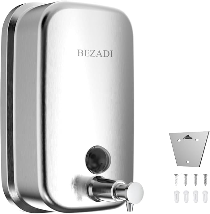 Commercial Soap Dispenser Stainless Steel Wall Mount for Bathroom and Kitchen with Premium Anti-Leak Pump and Corrosion-Proof Lining, 800ML 8182