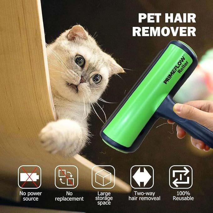 Pet Hair Remover Roller – Reusable Manual Lint Roller for Dog & Cat Hair Eco-Friendly, Ergonomic Design Ideal for Furniture, Clothing & Car Interiors Fur-Free.