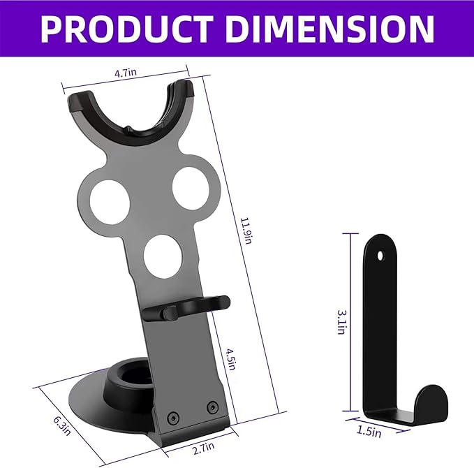 I'SMARTMOON Holder for Dyson Supersonic Hair Dryer,Magnetic Absorption Storage,Heat Resistant Alloy Anti Slip Base,Minimalist Space-Saving Design for Bathroom Countertops,Stylists Daily Routine