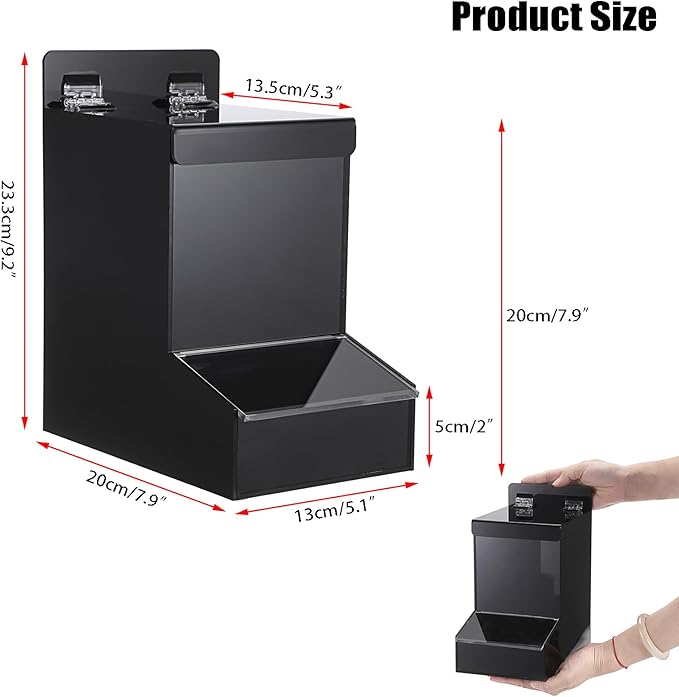 Kokone Candy Dispenser Countertop with Lids,Acrylic Container for Laundry Pods Dishwasher Pods Plastic Bags,Wall Mounted Candy Dispenser,Acrylic Dispenser for Desk Pantry Kitchen Laundry Room,Black