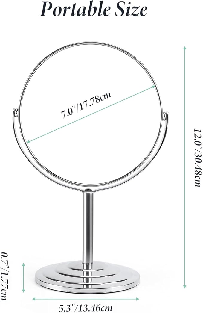Schliersee Magnifying Vanity Makeup Mirror 7 Inch, 360°Rotation Double Sided Magnification for1X, 3X, Desk Table Mirror