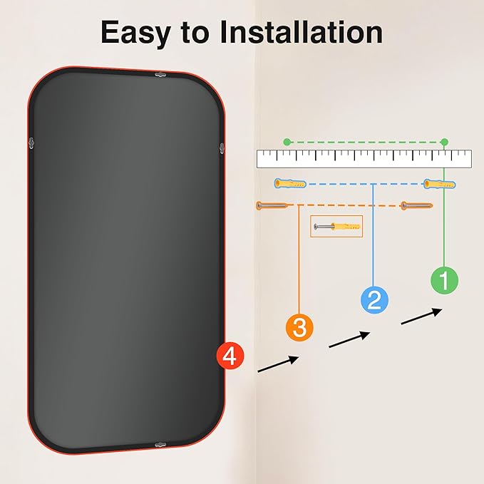 Bathroom Mirror for Wall, Large Bathroom Vanity Mirror for Over Sink 30 x 60, Black HD Reflection Shatterproof Mirror for Living Room Bedroom Entryway, Metal Frame Rectangular Shape