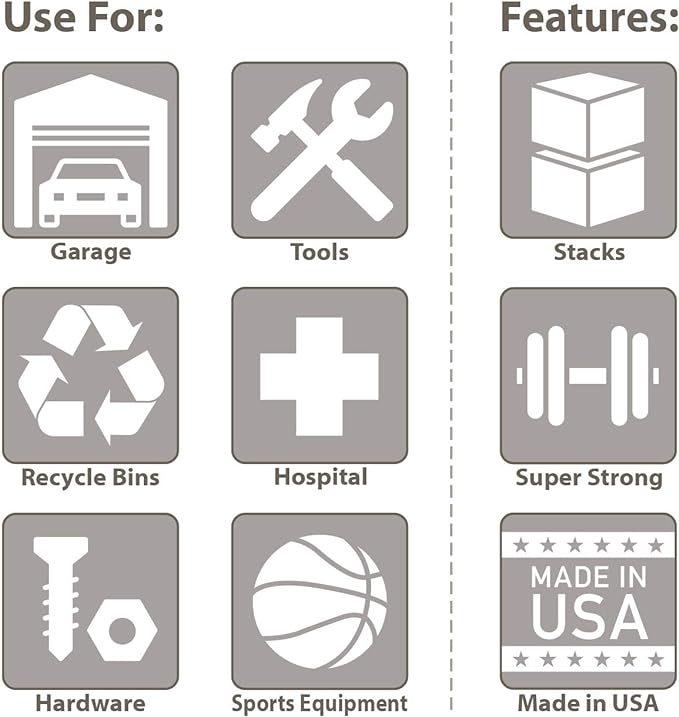 Akro-Mils 30289 Super-Size AkroBins Plastic Storage Bins, Space-Saving Stackable Bins for Garage, Classroom, Warehouse Organization, 24-Inch L x 18-Inch W x 12-Inch H, Grey, 1-Pack