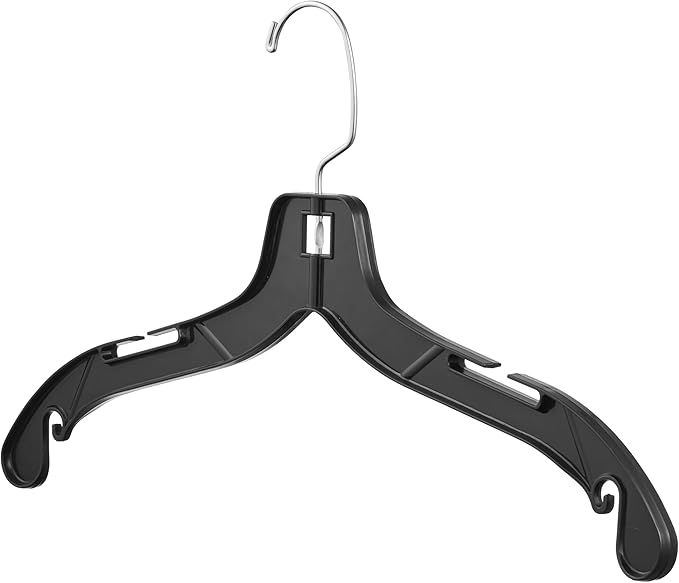 DEILSY™ Black Plastic Clothes Hangers - Durable Plastic Hanger 100 Pack for Organizing Garments for Shirt Hangers and Dress Coat Hangers Black Clothing Retail Hanger