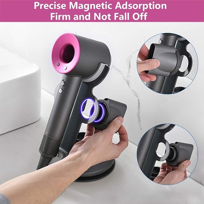 I'smartmoon Hair Dryer Stand Holder for Dyson Supersonic(Not Applicable to Supersonic Nural),Aluminum Alloy Bracket Power Plug Holder, Bathroom Organizer for Dyson Supersonic hairdryer(Gray)