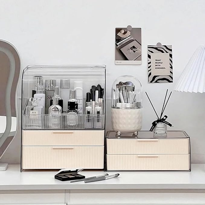 Makeup Storage Organizer Box Large Cosmetic Display Cases Dustproof and Waterproof Cosmetic Organizer Countertop Skincare Organizer