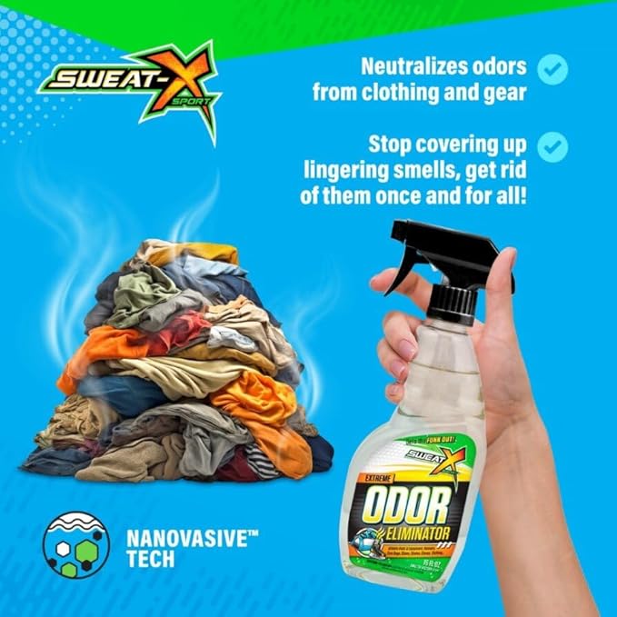 SweatX Extreme Odor Spray - Multipurpose No-Wash Deodorizer - Ideal for Shoes and Gym Clothing - Victory Scent (16 fl oz) - 2 Pack