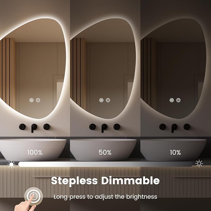 WallBeyond LED Bathroom Mirror with Lights, 19 x 24 Inch Led Bathroom Vanity Mirror for Wall, Anti Fog Mirror for Bathroom, 3 Colors and Dimmable Light