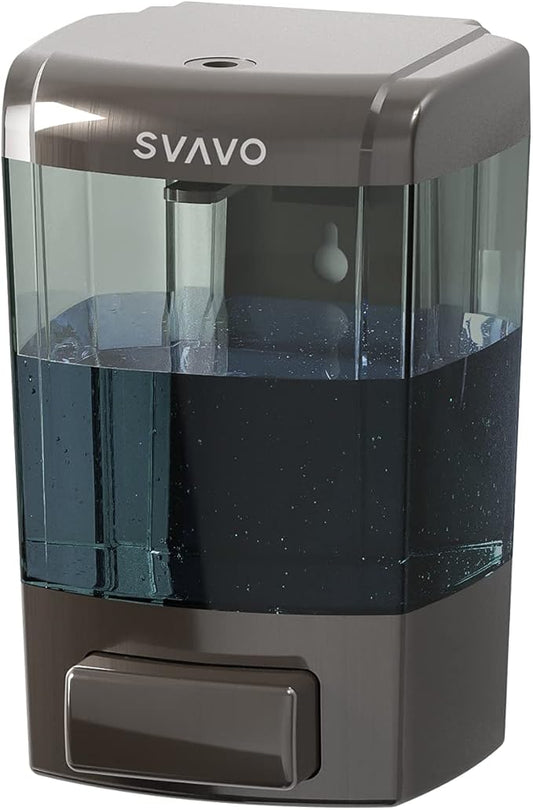 SVAVO Wall Mounted Soap Dispenser Kitchen Bathroom Manual Soap Dispenser Refillable Hand soap Dispenser for Liquid Contianers Shampoo Gel Chamber for Household Commerical 23.7oz (700ml) ABS