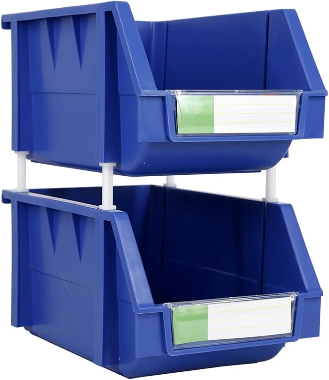 3.5" X 5.2" X 2.1" BLUE Heavy duty thermoplastic storage bin organizer, Stackable, Hangable, Side-connect. Great for tools, parts crafts and more! (2 PACK)
