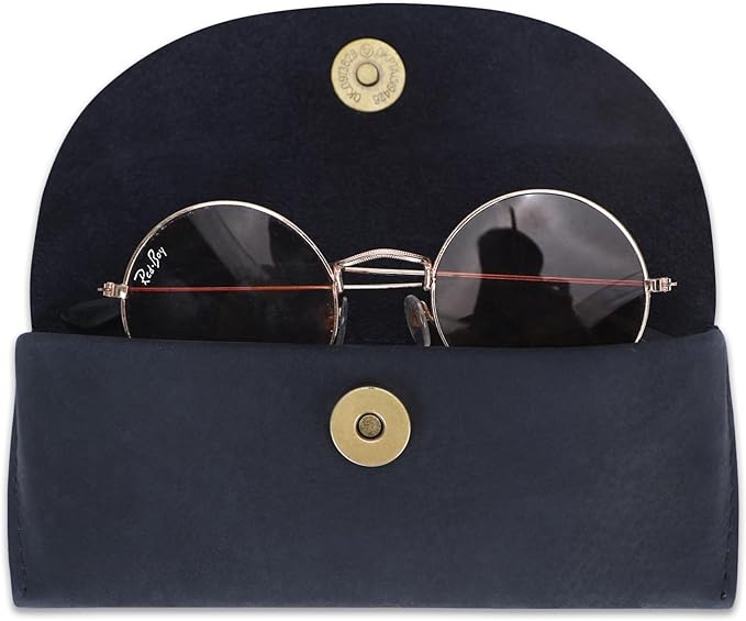 Leather Sunglasses Case Genuine Leather Eyeglass Case Soft Glasses Pouch Reading Glasses Case for Men & Women