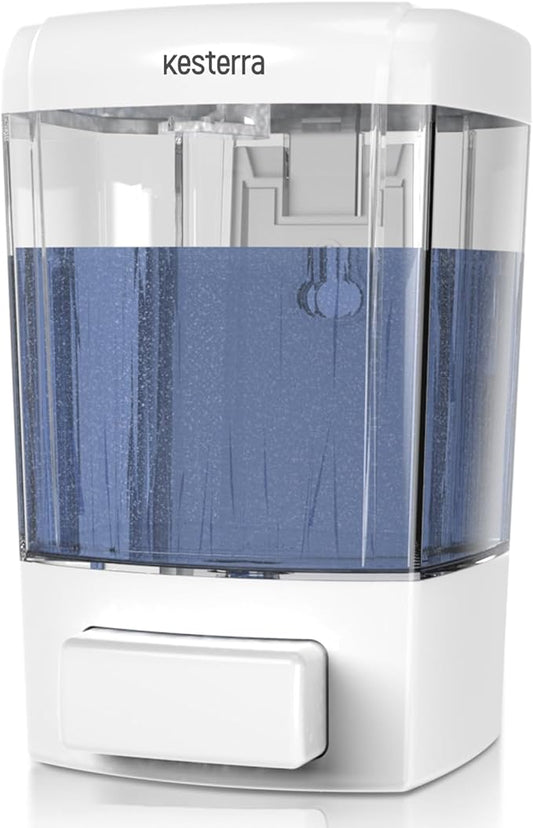 Manual Soap Dispenser, 23.7oz/700ml Wall Mount Soap Dispenser, Large Capacity Kitchen Bathroom Hand Soap Pump, Commercial Refillable Shampoo Shower Gel Lotion Dispenser, White