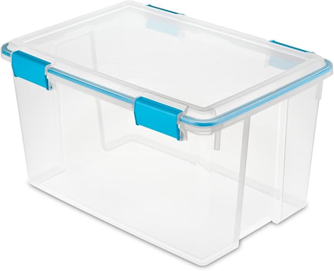 Sterilite 19344304 54 Quart Gasket Box Blue Aquarium Accents 4 pack