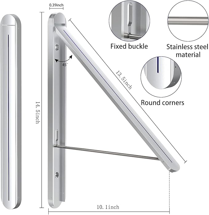 Clothes Drying Rack,Wall Mounted Clothes Hanging Rack,Retractable Folding Hanger,Laundry Room Organization,Drying Racks for Laundry,Bathroom,Garage,Indoor&Outdoor Aluminum1pcs