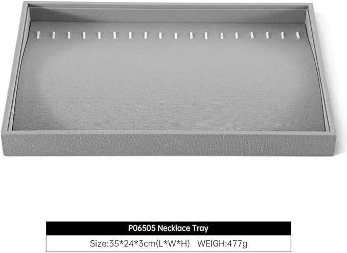 Linen Stackable Bracelet Necklace Storage Tray, Pendant Long Chain Jewelry Display Tray, Jeweler Shop Counter Showcase Table Top Organizers, Makeup Table Drawer Insert Jewelry Tray