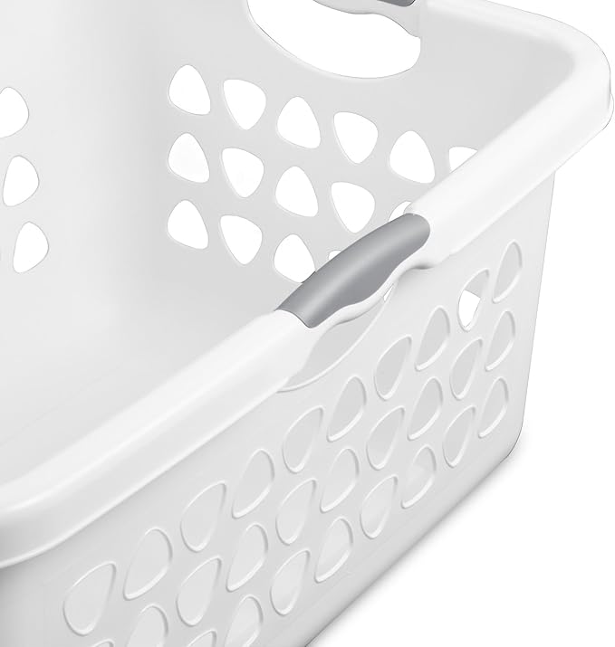 Sterilite 4-Pack 2 Bushel Ultra Laundry Basket, Rectangular Plastic Clothes Hamper, White - Ventilated Open-Top Utility Wash Bin with 4 Handles and Large Clothing Load Capacity