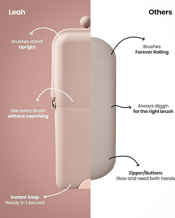 APT 1101 Makeup Brush Holder Travel Cosmetic Bag with Suction Base, Portable Cosmetic Organizer for Travel & Home, Organizer for Brushes, Beauty Tools & Accessories (Oatmeal)