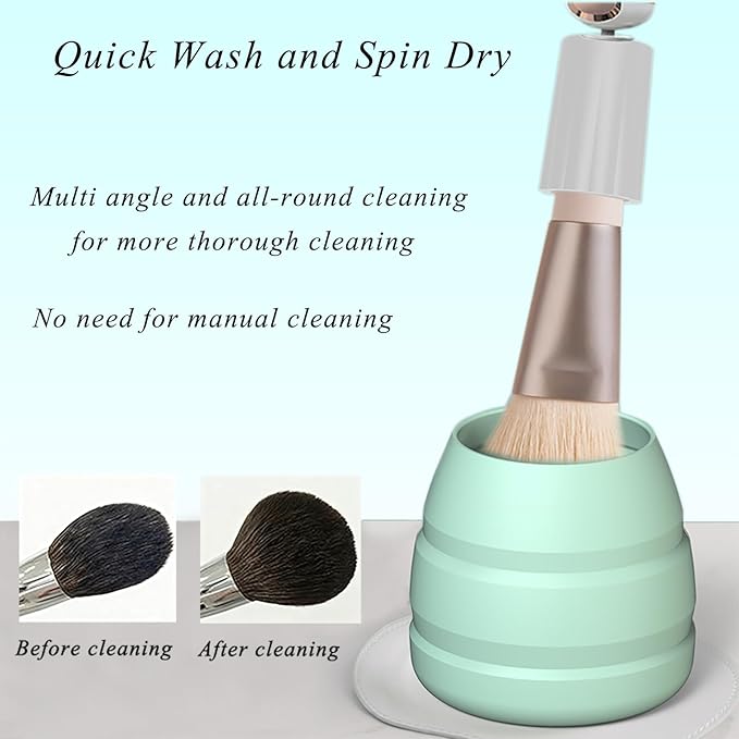 Electric Makeup Brush Cleaning Drying Machine, Portable and Efficient Cleaner with Three-Level Cleaning and Spin Drying Adjustment Functions