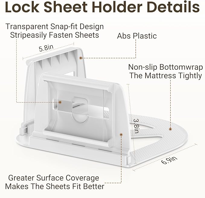 INSMART Sheet Holders - Bed Sheet Holder for Corners & Sides, Strong Elastic Sheet Straps & Grippers. Secures Fitted Sheet for Universal Fit Bed, Keep Sheets Tight All Night (Sheet Holders)