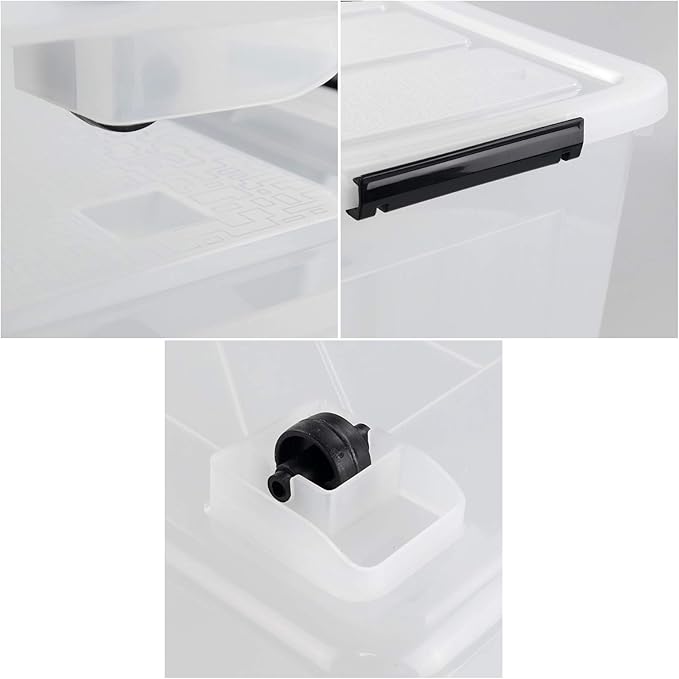 70 L Clear Storage Containers, 4-Pack, Plastic Stackable Storage Bins with Lids and Wheels, BPA-Free