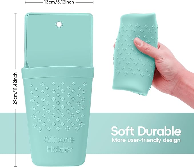 ZAKRA Curling Iron Holder,Heat Resistant Silicone Holder for Flat Iron,Hair Straightener,Hot Hair Tools,Vanity Accessories Organizer(Mintgreen)