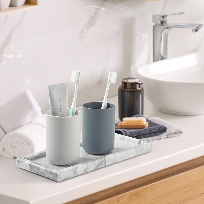 Luxury Natural Small Marble Tray for Bathroom Vanity and Kitchen Sink, Stone Countertop Organizer for Soap Dispenser, Jewelry, Perfume, Candle, Ring, Home Decor, Non-Resin Non-Ceramic