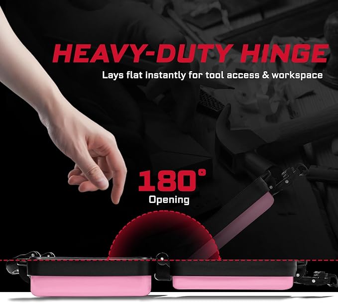 11”Pink Tools Box, Portable Steel Heavy-duty Tool Case with Safety Latch and Handle for Tools Storage and Organizers, Home DIY