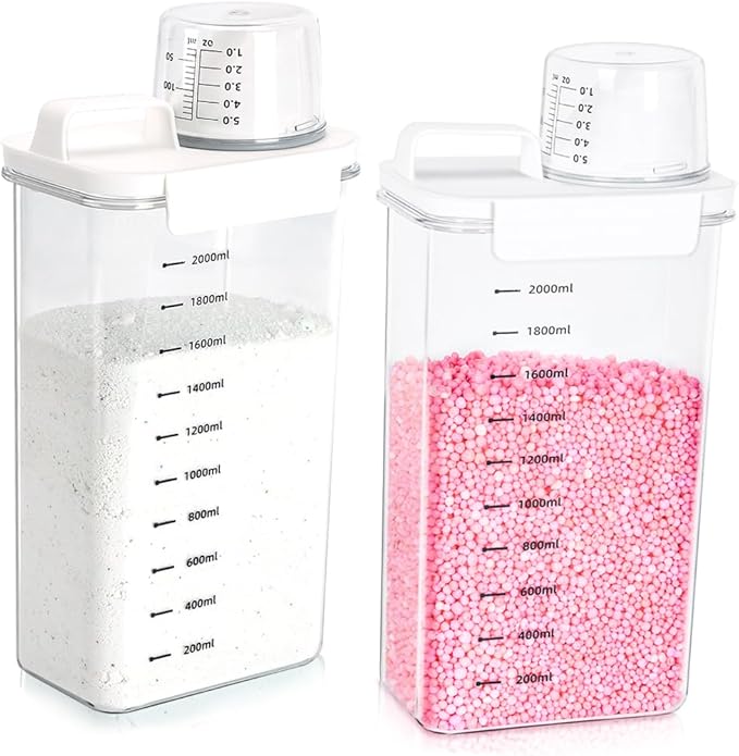 Tokokimo 2 Packs Laundry Detergent Dispenser, Laundry Power Container,Laundry Scent Booster Beads Dispenser for Washing Powder, Soda Powder, Grain