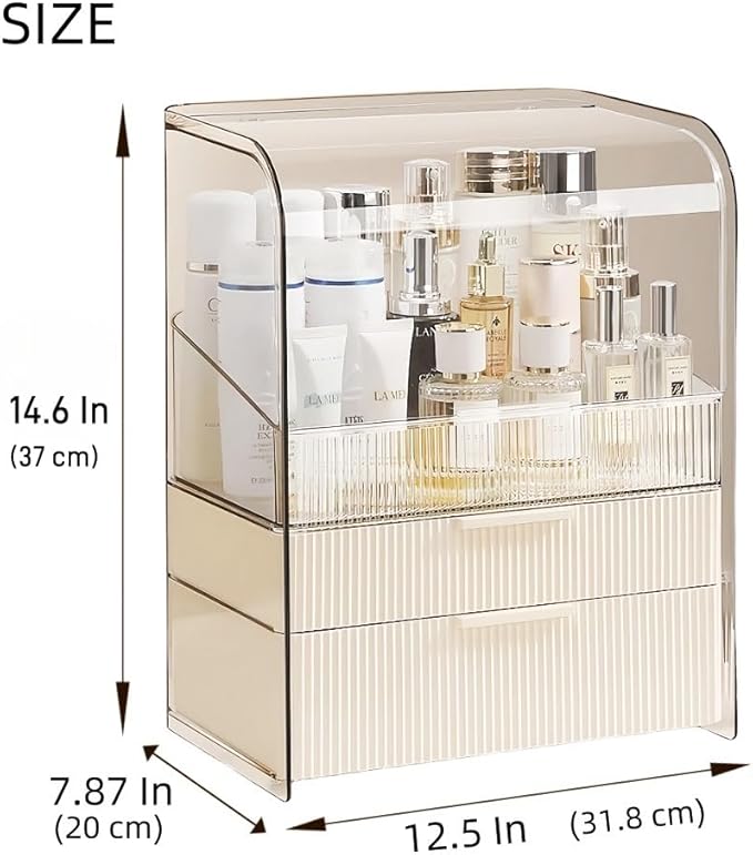 Makeup Storage Organizer Box Large Cosmetic Display Cases Dustproof and Waterproof Cosmetic Organizer Countertop Skincare Organizer