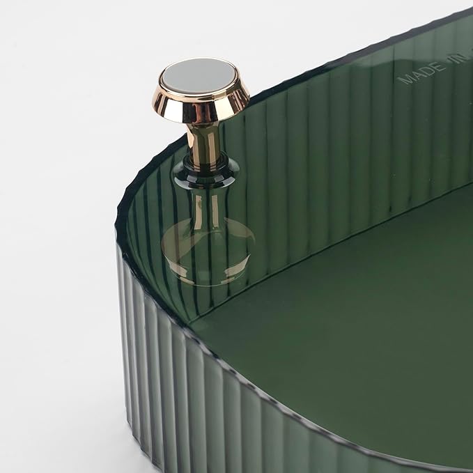 Makeup Perfume Organizer, Vanity Tray, Cosmetic Skincare Organizer, Countertop Organizer Tray for Bathroom Vanity Dresser Table, Green