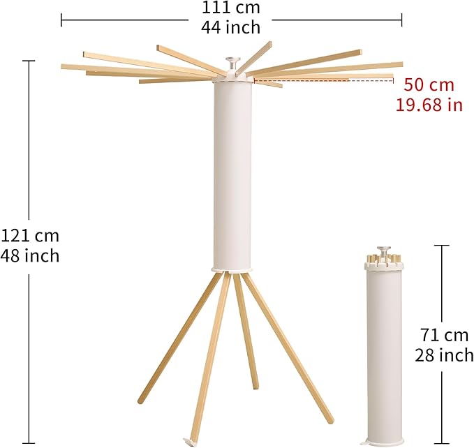 LEQ Clothes Drying Rack Portable,Foldable Drying Rack Clothing with 12 Wood Drying Arms, Standing Laundry Hanger Rack Round Collapsible & Portable Dryer Handle for Laundry Room, Balcony, Bedroom, RV