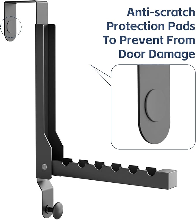 4 Pack Over The Door Hanger Foldable Over The Door Hooks，Rust-Resistant Overdoor Hanger Hook for Laundry (Clothes Drying Rack)&Bathroom (Towel Rack) Small Portable, Black