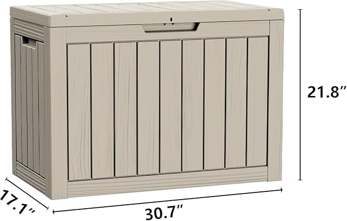 46 Gallon Resin Deck Box Waterproof Outdoor Storage Box for Patio Furniture Pool Accessories Indoor Storage for Cushion Garden Tools, Gray