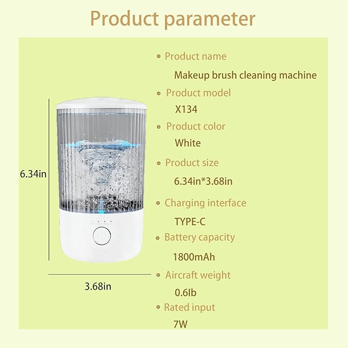 Electric Makeup Brush Cleaner with 4 Timer Settings, Portable Automatic Makeup Brush Cleaner Machine for Travel and Home Use, One-Touch Cleaning with 1800mAh Rechargeable Battery for All Brush Sizes