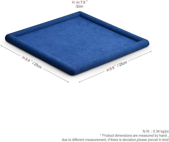 Oirlv Top Microfiber Jewelry Tray Square Nightstand Organizer Rings Earrings Necklace Trinket Storage Tray Showcase Jewelry Display (Blue)