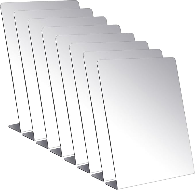 Amyhill 8 Pcs Counter Top Mirror Freestanding Mirror Single Sided Acrylic Desk Glass for Tabletop Bedroom Office Bathroom Home Dorm (9 x 10 Inch)