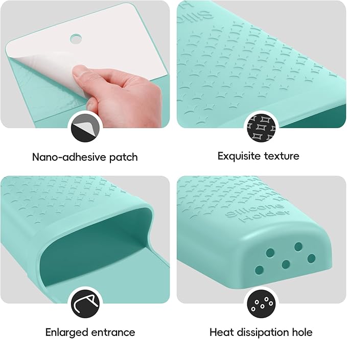 ZAKRA Curling Iron Holder,Heat Resistant Silicone Holder for Flat Iron,Hair Straightener,Hot Hair Tools,Vanity Accessories Organizer(Mintgreen)