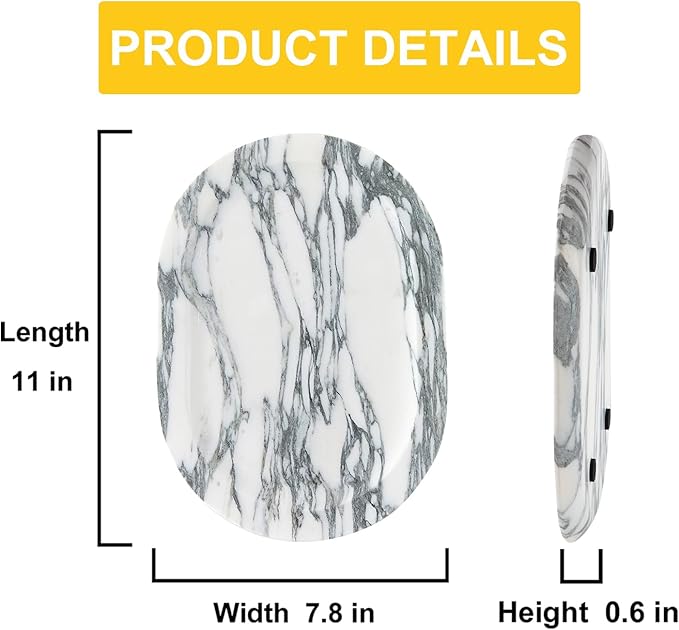 Natural Marble Decorative Tray Bathroom Counter Perfume Organizer Vanity Tray for Home Decor, Jewelry Candle, Coffee Table, Soap Holder Dresser Countertop Accessories 8"x11" Arabescato