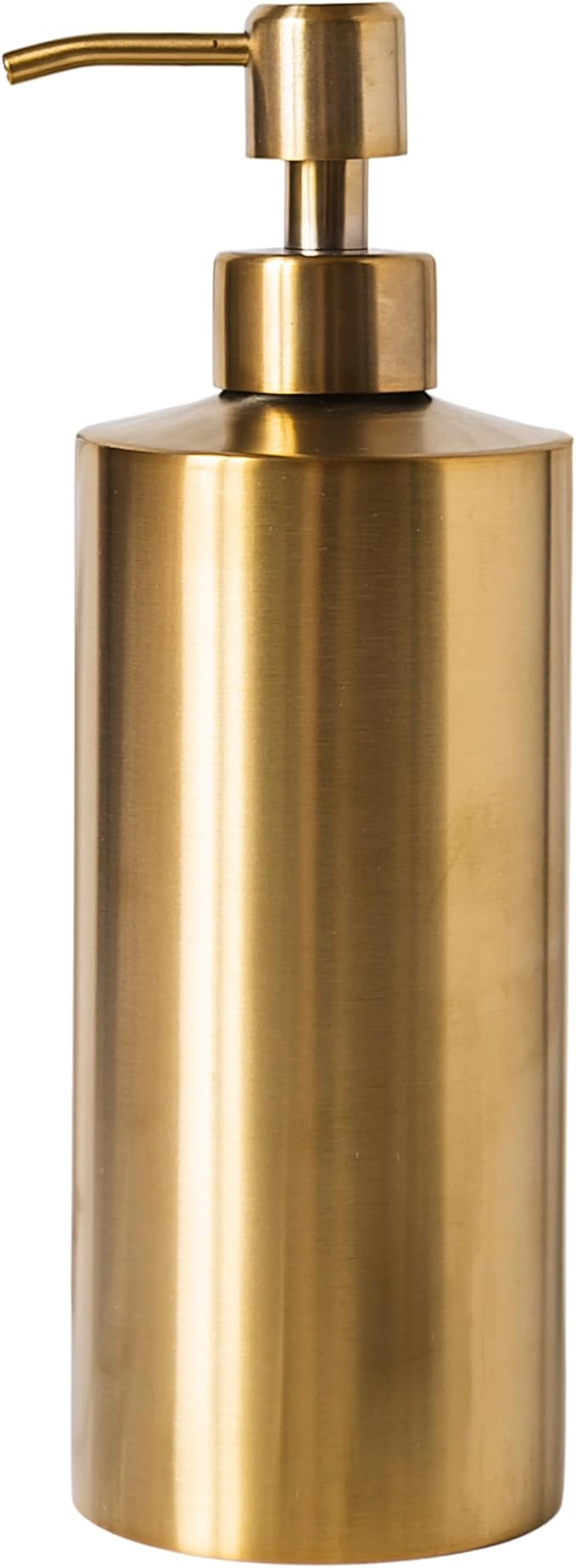 Brass Soap Dispenser for Kitchen & Bathroom – 15 oz Refillable Resin Pump Bottle for Dish Soap, Hand Soap, Shampoo, Conditioner – Modern Countertop Dispenser with Non-Slip Protective Pads