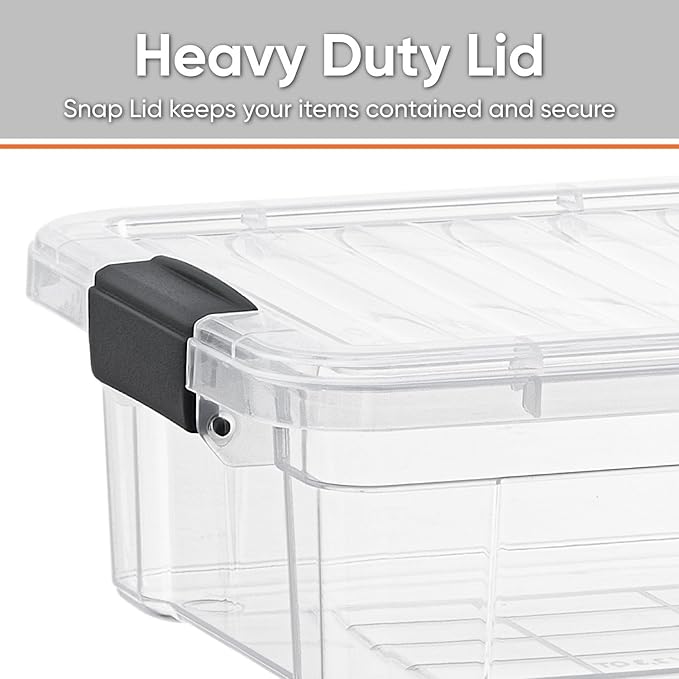 Superio Clear Storage Boxes with Lids, 1.27 Quart Plastic Container Bins for Organizing, Stackable Crates, BPA Free, Non Toxic, Odor Free, Organizers for Home, Office and Dorm, 6 Pack