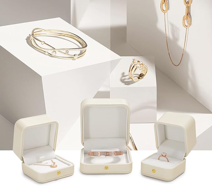 Oirlv Premium Leather Necklace Gift Box White Necklace Boxes for Jewelry Gift Velvet Interior Pendant Box