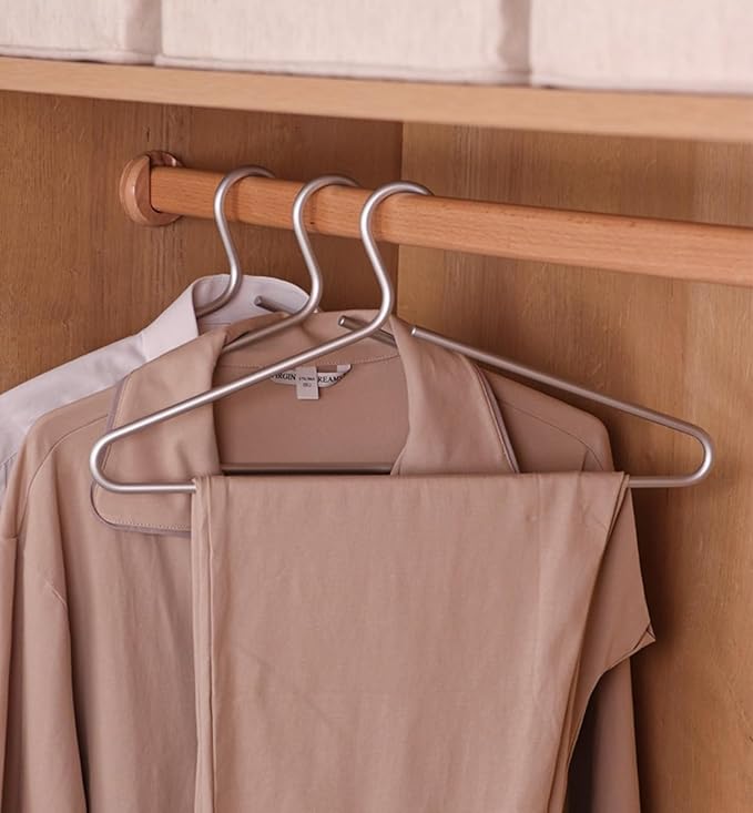 Premium Matte Silvery Aluminum Coat Hangers 6 Piece Set, 16.5” Extra Smooth & Durable Metal Shirt Dress Hanger,Aluminum Alloy Hanger,Clothing Support,Clothing Hang