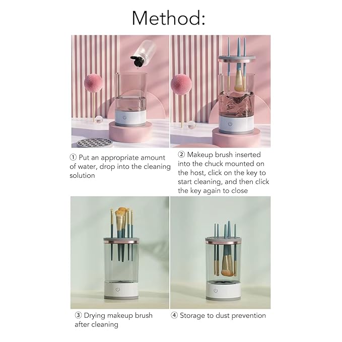 TARSHYRY Electric Makeup Brush Cleaner Machine, Automatic Brush Cleaner Spinner Dryer, Cleanser Tool for All Size Makeup Brushes