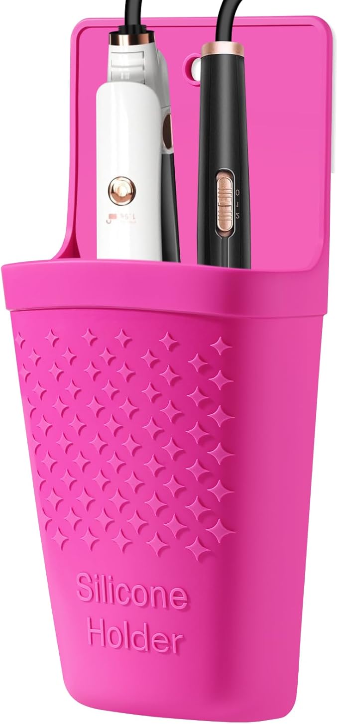 ZAKRA Curling Iron Holder,Heat Resistant Silicone Holder for Flat Iron,Hair Straightener,Hot Hair Tools,Vanity Accessories Organizer.(Hotpink)