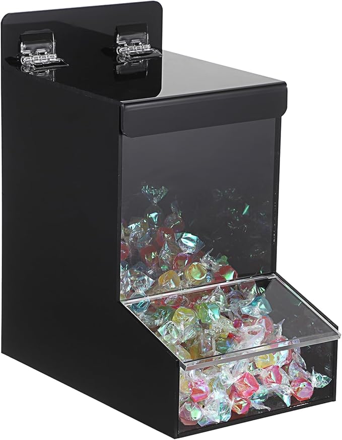 Kokone Candy Dispenser Countertop with Lids,Acrylic Container for Laundry Pods Dishwasher Pods Plastic Bags,Wall Mounted Candy Dispenser,Acrylic Dispenser for Desk Pantry Kitchen Laundry Room,Black