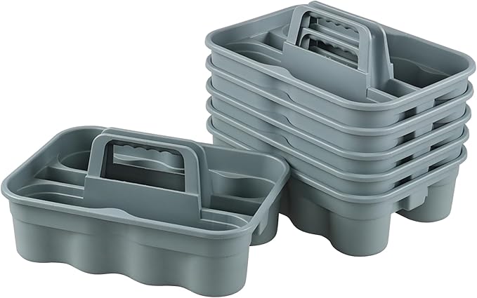 All-Purpose Cleaning Caddy, Cleaning Tool Organizer with Handle Portable Shower Caddy Basket, Grey, 6 Pack